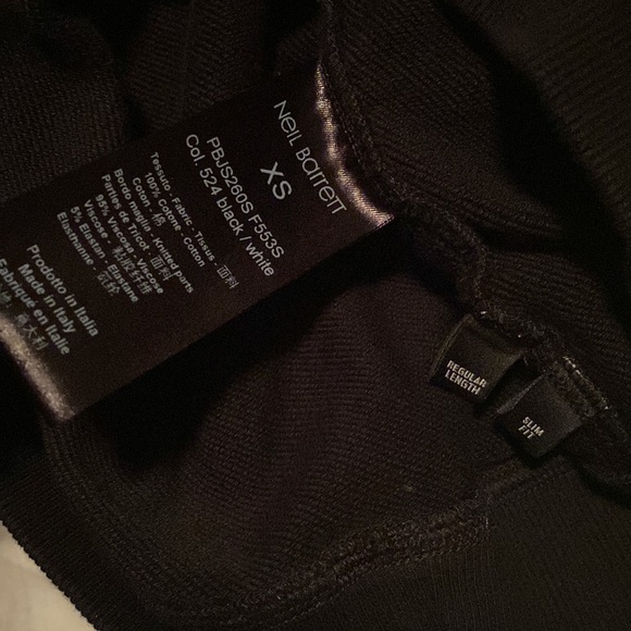 Neil Barrett Thunderbolt Fair Isle pullover hoodie sweatshirt drawstring black - Picture 5 of 12